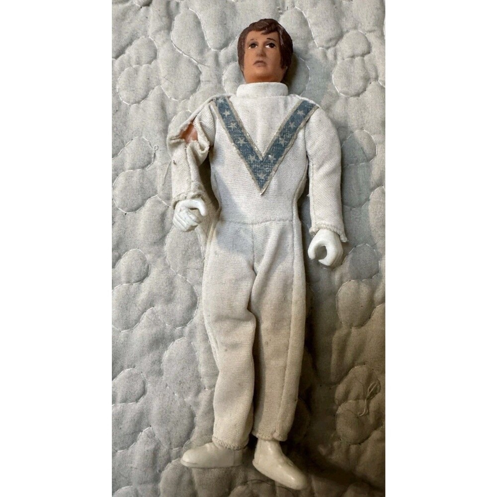 Vintage Ideal Evel Knievel Action Figure White Jumpsuit Blue Stars 1970s